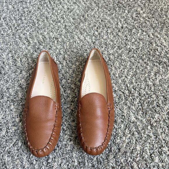 Cole Haan Emmie Drivers 7.5 B Brown Leather Flats Round Toe Shoes Excellent - Picture 10 of 10